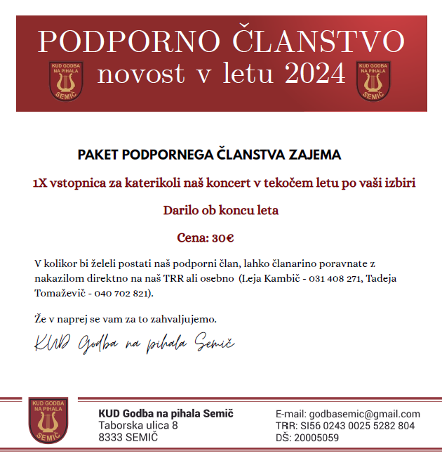 Podporno članstvo v letu 2024